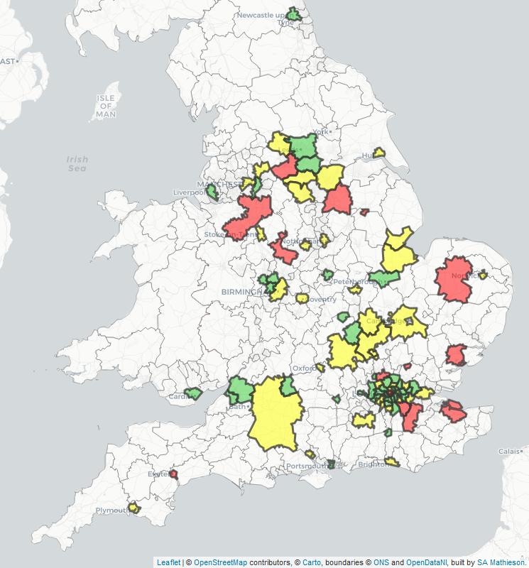 Map of EU Settlement Scheme applications and non-Irish European populations